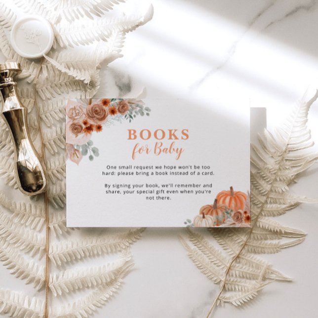Pumpkin Baby Shower Fall Baby Shower Book Request Enclosure Card (Creator Uploaded)