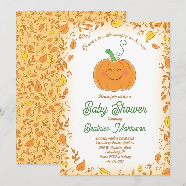 Pumpkin Baby Shower Fall Invitation (Front/Back)