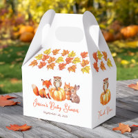Pumpkin Baby Shower Fall Leaves Animals Watercolor