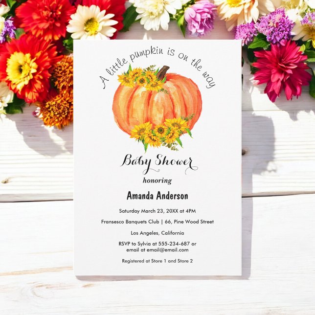 Pumpkin Baby Shower Fall Orange Cute Invitation (Creator Uploaded)