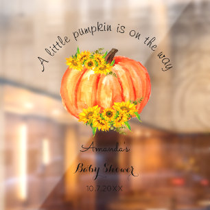 Pumpkin Baby Shower Fall Orange Window Cling