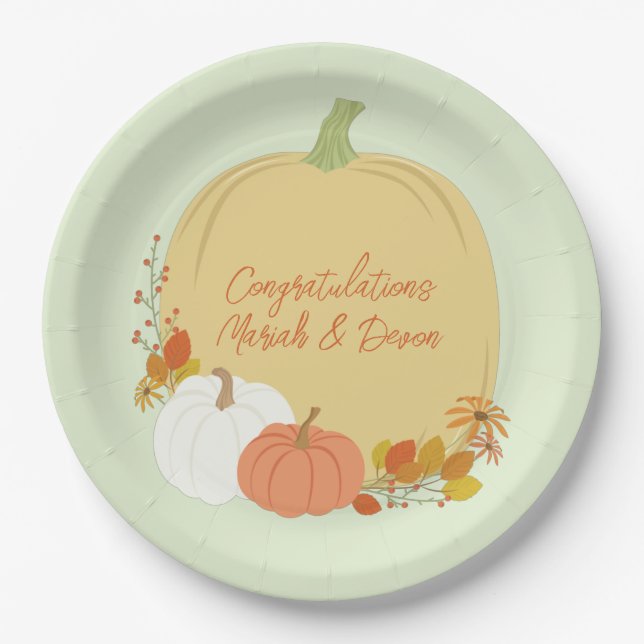 Pumpkin Baby Shower Fall Paper Plate (Front)