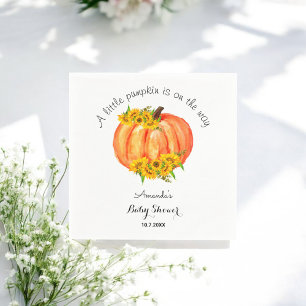 Pumpkin Baby Shower Fall Sunflower Orange White Napkin