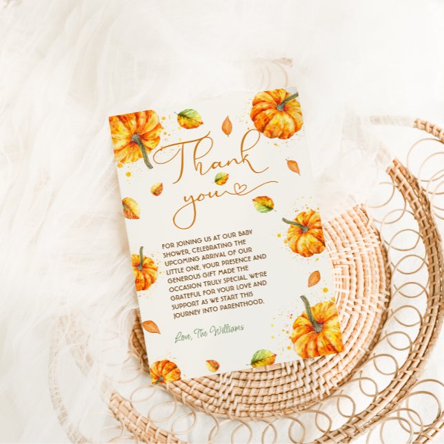 Pumpkin Baby Shower Fall Thank You Card (Creator Uploaded)
