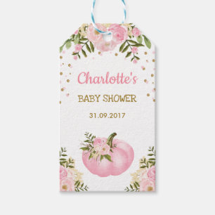 Pumpkin Baby Shower Favour Tag Autumn Fall Floral