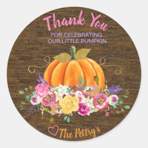Pumpkin, Baby Shower, Favour, Tag, Little pumpkin Classic Round Sticker
