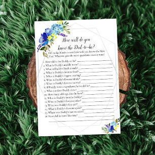 Pumpkin Baby Shower Game Who Knows Dad Best   Blue Invitation