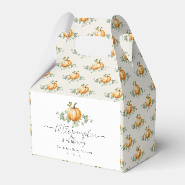 Pumpkin Baby Shower Gender Neutral Favour Box (Front Side)