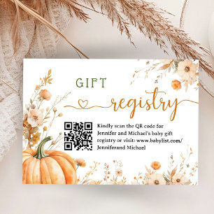 Pumpkin Baby Shower Gender Neutral Gift Registry Enclosure Card