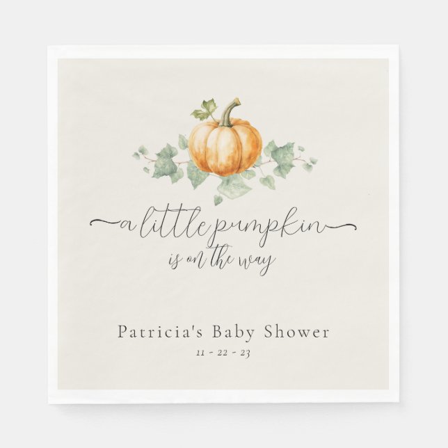 Pumpkin Baby Shower Gender Neutral Napkins (Front)
