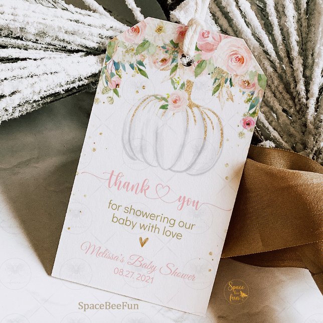 Pumpkin Baby Shower gift tag thank you tag (All products in this store are copyright SpaceBeeFunParty © All SpaceBeeFunParty products are for PE)