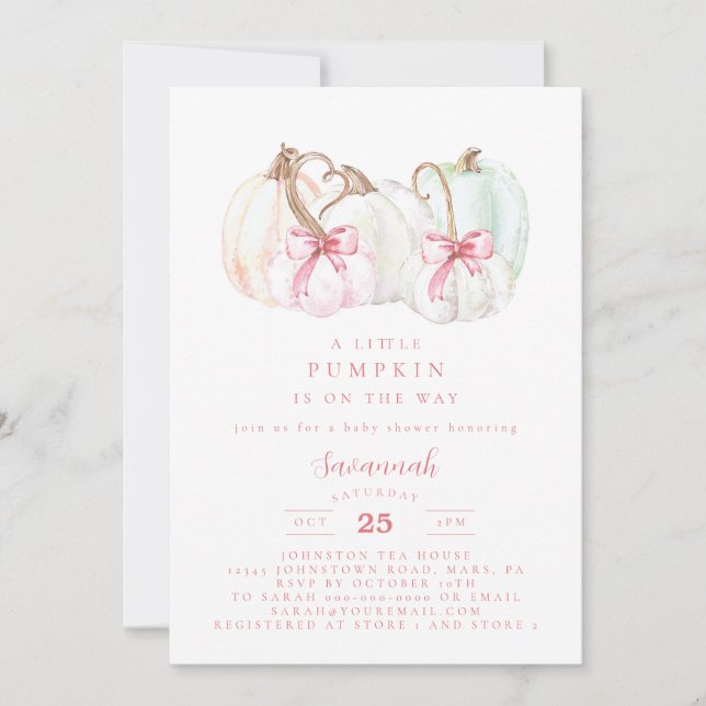 Pumpkin Baby Shower Girl Baby Shower Invitation (Front)