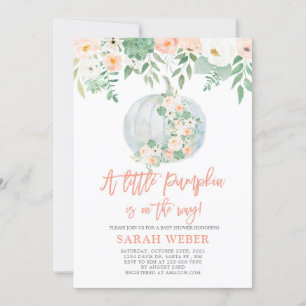Pumpkin baby shower girl invitation