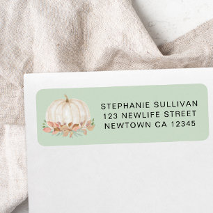 Pumpkin Baby Shower Green Return Address