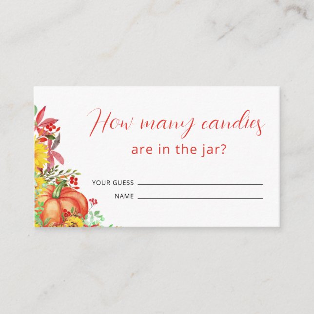 Pumpkin Baby Shower Guess How Many Candies Enclosure Card (Front)