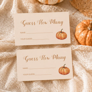 Pumpkin Baby Shower Guess How Many Game Enclosure Card