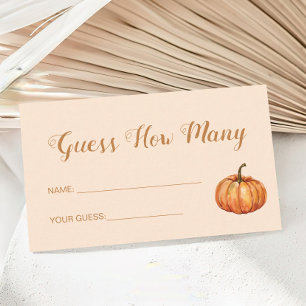 Pumpkin Baby Shower Guess How Many Game Enclosure Card
