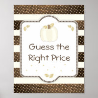 Pumpkin Baby Shower Guess Price Game, Wood Ivory