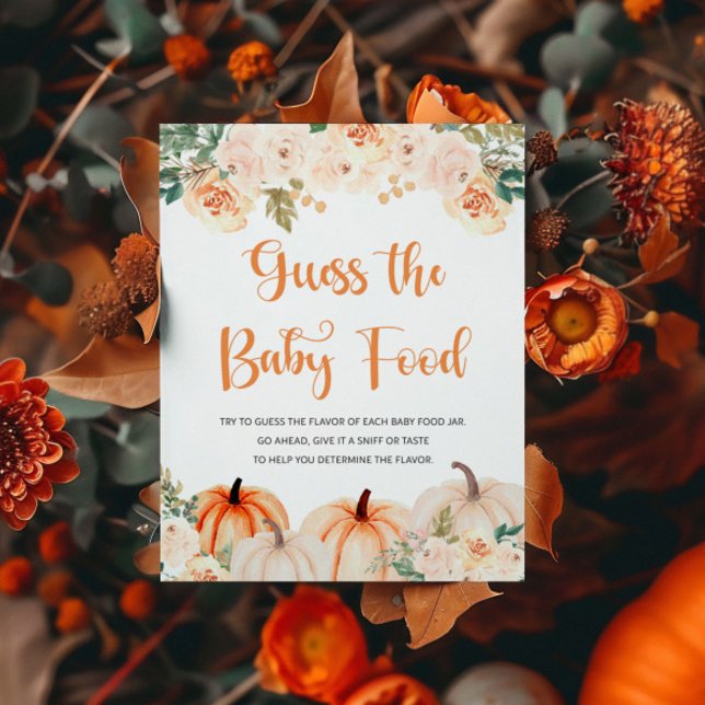 Pumpkin Baby Shower Guess The Baby Food Sign (Creator Uploaded)