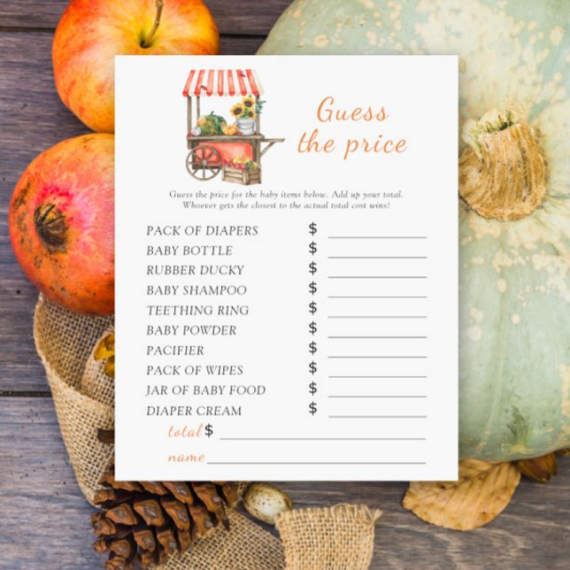 Pumpkin baby shower - Guess the price Game (Creator Uploaded)