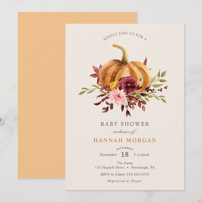 Pumpkin Baby Shower invitation (Front/Back)