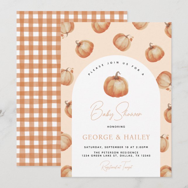 Pumpkin Baby Shower Invitation (Front/Back)