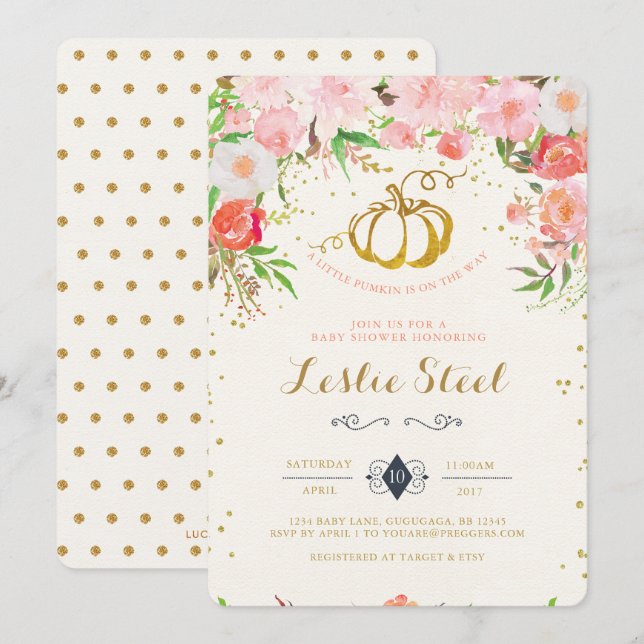 Pumpkin Baby Shower Invitation (Front/Back)