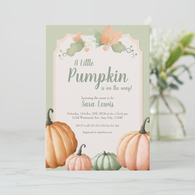 Pumpkin Baby shower invitation (Standing Front)