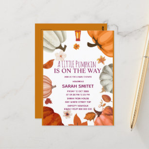 Pumpkin Baby Shower Invitation, A Little Pumpkin i Postcard