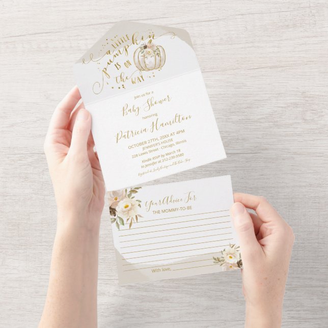 Pumpkin Baby Shower Invitation & Advice Card (Tearaway)