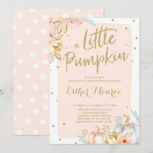 Pumpkin Baby Shower Invitation Blush Pink And Gold