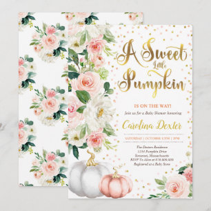 Pumpkin Baby Shower Invitation Blush Pink And Gold