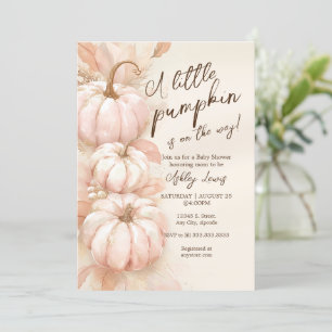 Pumpkin baby shower invitation, blush pink pumpkin invitation