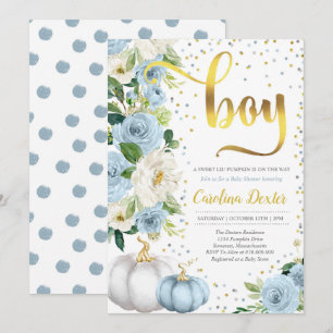 Pumpkin Baby Shower Invitation Boy Fall Shower