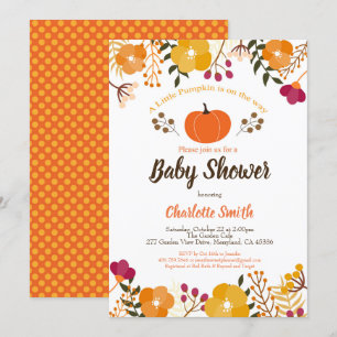 Pumpkin baby shower invitation Fall Autumn