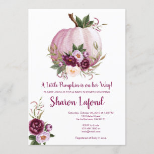 Pumpkin Baby Shower Invitation for a Girl