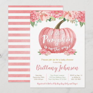Pumpkin Baby Shower Invitation   Pink