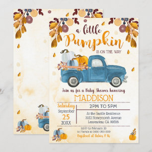 Pumpkin Baby Shower Invitation Truck Pumpkins Boy