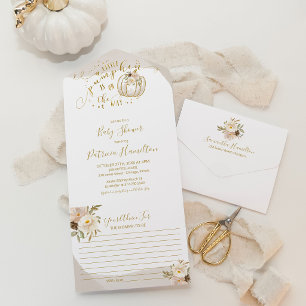 Pumpkin Baby Shower Invitation with Advice Card