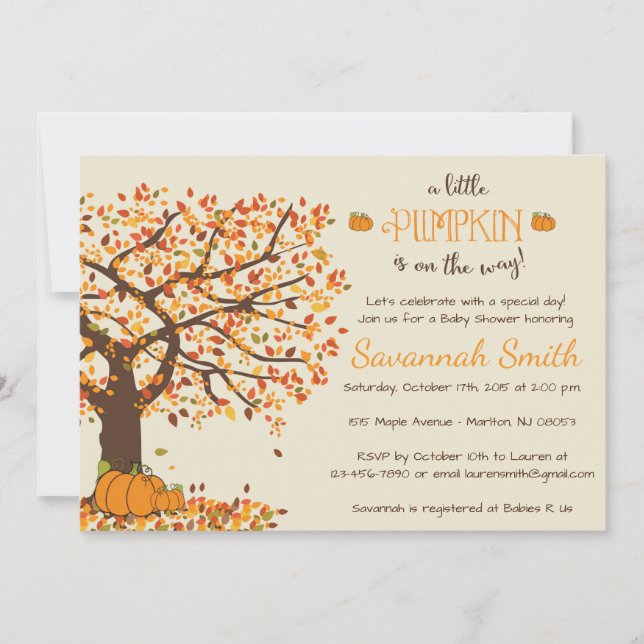 Pumpkin Baby Shower Invitations - Little Pumpkin (Front)