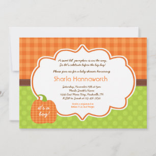 Pumpkin Baby Shower invite boy or girl neutral