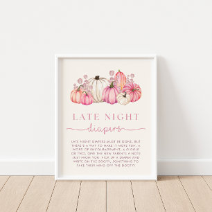 Pumpkin Baby Shower Late Night Diapers Sign