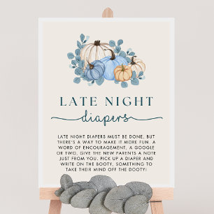 Pumpkin Baby Shower Late Night Diapers Sign