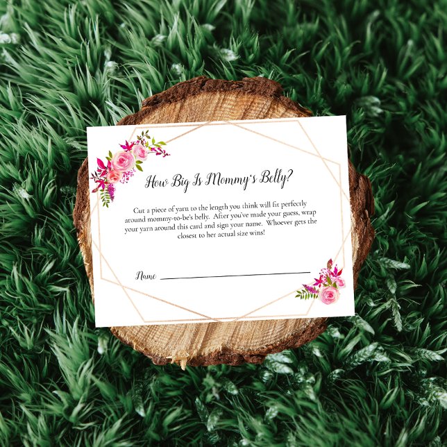 Pumpkin Baby Shower Mummy's Belly Size Game Floral Invitation (Creator Uploaded)