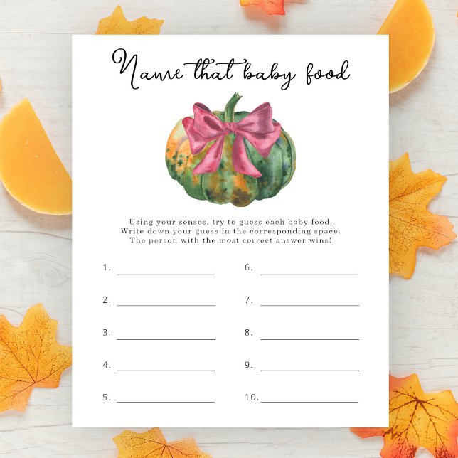 Pumpkin baby shower Name that baby food game (Creator Uploaded)
