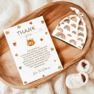 Pumpkin Baby Shower Neutral Cute Thank You 