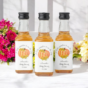 Pumpkin Baby Shower Orange White  Liquor Bottle Label