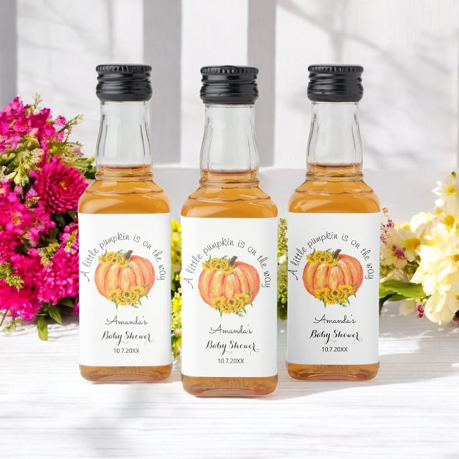 Pumpkin Baby Shower Orange White  Liquor Bottle Label (Creator Uploaded)