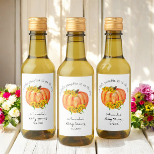 Pumpkin Baby Shower Orange White  Wine Label