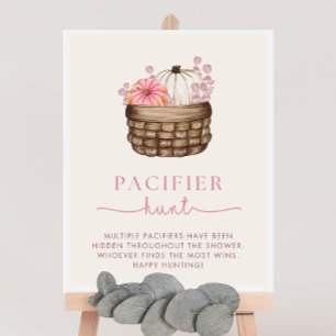 Pumpkin Baby Shower Pacifier Hunt Game Sign